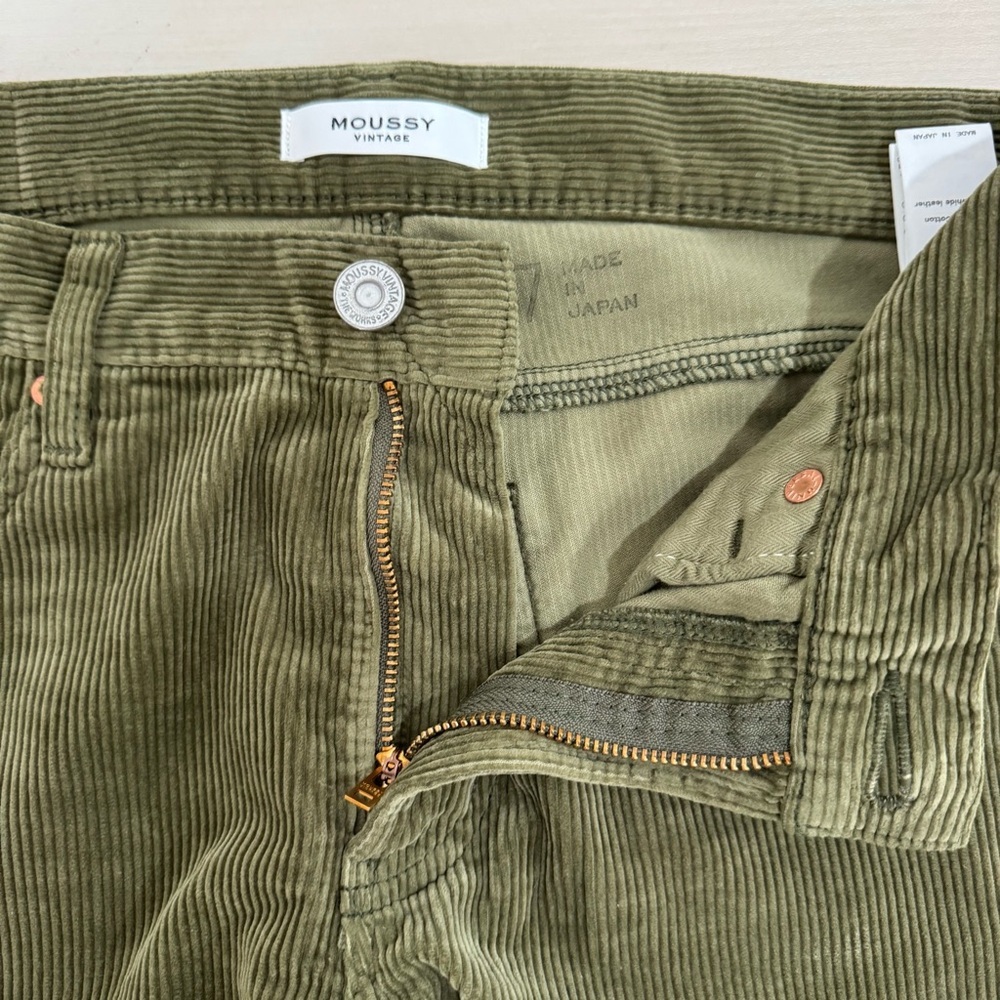Moussy Vintage Ailey Corduroy Pant Olive Green Women's 27 Japan Skinny Straight - Picture 11 of 15